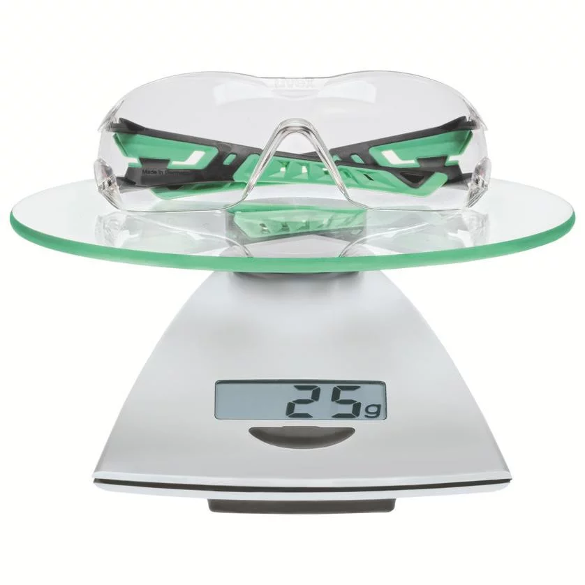 uvex pheos nxt planet PPE safety glasses, clear lens, Uvex protecting planet model – mass-balanced PC lens, arms and packaging partially made from recycled material