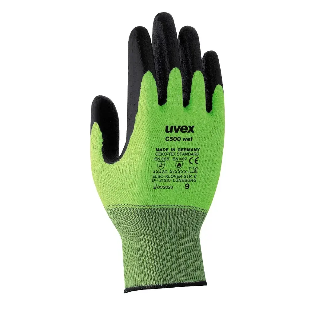 uvex C500 wet cut protection glove - cut level C protection 60494 60492 EN388 (4X42C) EN407 (X1XXXX) PPE Safety Glove