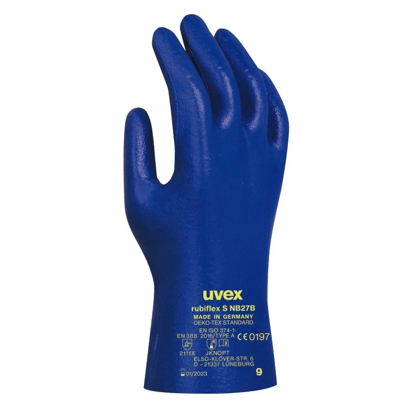 uvex rubiflex S 60271 EN ISO 374-1:2016 (JKNOPT), EN388 (2111X) Food standard approved PPE Safety Gloves