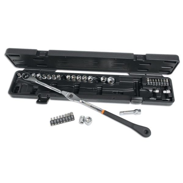 Beta Tools 1477/C38 Kit with Automotive swivel ratcheting wrench, with short socket for belt tighteners