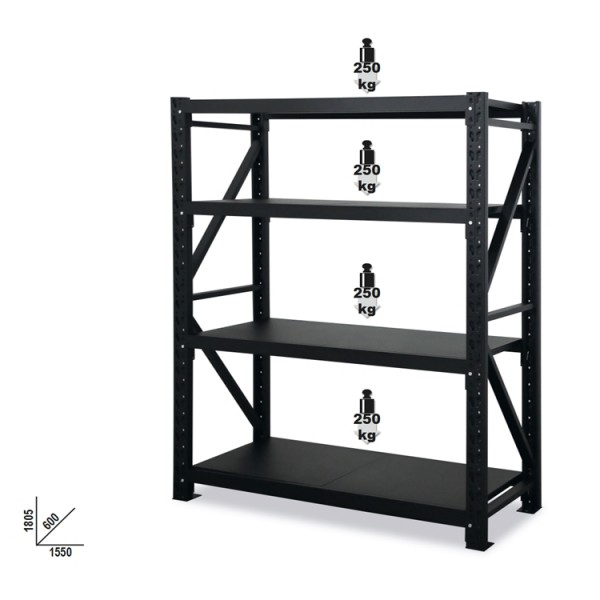 Beta Tools S4CB Wide-span shelving, 4 shelves, basic shelving