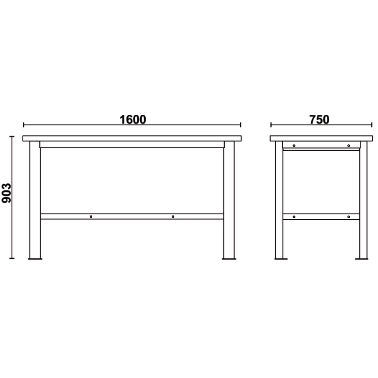 Beta Tools C58BC-W1,6 Simple workbench with wood worktop, 1.6 m long