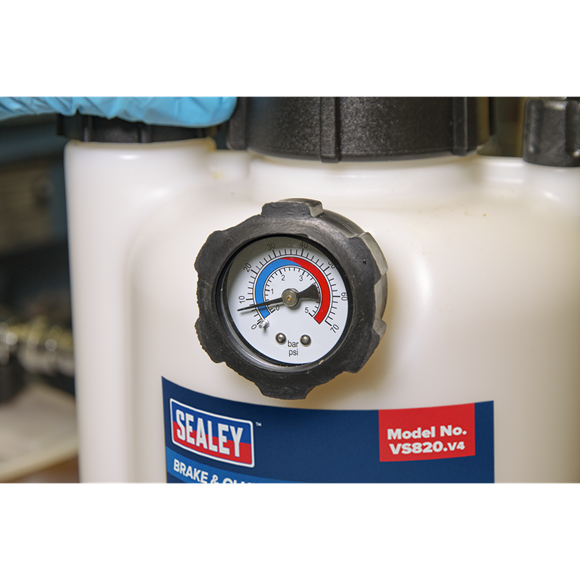 Sealey VS820 Brake & Clutch Bleeding System 2.5L ABS Suitable 28psi Max Pressure
