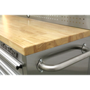 Sealey AP5520SS Custom Workshop Mobile Stainless Steel Tool Cabinet 10 Drawer with Backboard & 2 Wall Cupboards