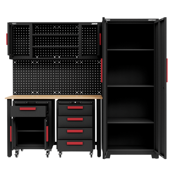 Sealey APMS12OP Complete Garage Custom Workshop Storage System with 2 Mobile Trolleys