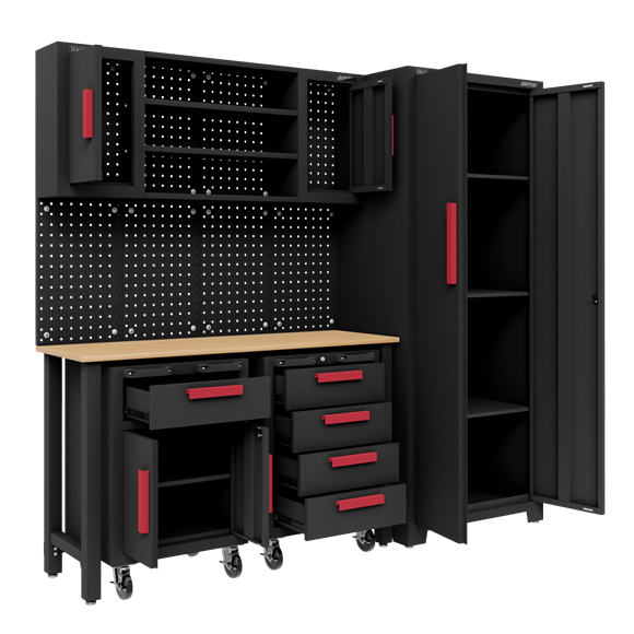 Sealey APMS12OP Complete Garage Custom Workshop Storage System with 2 Mobile Trolleys