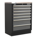 Sealey APMSSTACK07W Automotive Custom Workshop Storage System with Wood Worktop 2.04m
