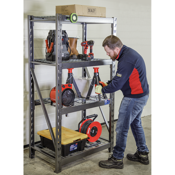 Sealey AP6372 Heavy-Duty Racking Unit with 4 Mesh Shelves 640kg Capacity Per Level - Industrial Workshop Storage