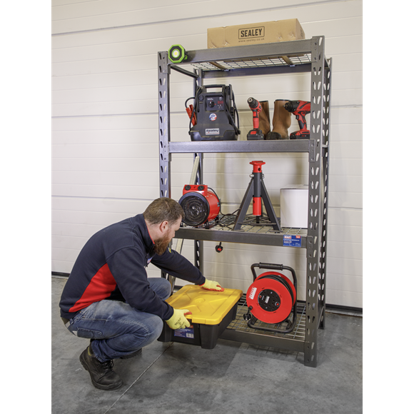 Sealey AP6372 Heavy-Duty Racking Unit with 4 Mesh Shelves 640kg Capacity Per Level - Industrial Workshop Storage