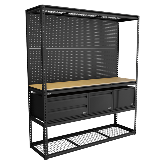 Sealey APMWBCOMBO1 Heavy-Duty Modular Workbench & Racking Kit - 300kg Capacity Per Level