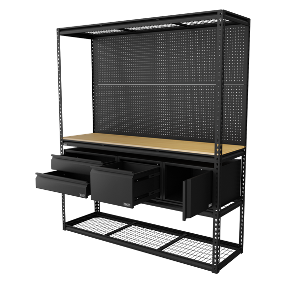 Sealey APMWBCOMBO1 Heavy-Duty Modular Workbench & Racking Kit - 300kg Capacity Per Level