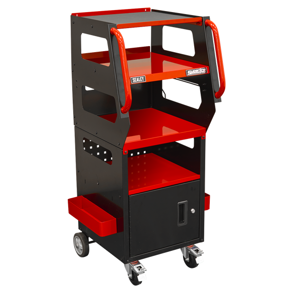 Sealey APDT435R Automotive Vehicle Diagnostics Trolley 4-Level for Garage / Workshop