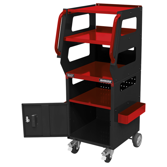 Sealey APDT435R Automotive Vehicle Diagnostics Trolley 4-Level for Garage / Workshop