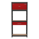 Sealey AP830R Shelving Unit 4-Tier with Cupboard & Drawer 150kg Capacity Per Level