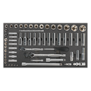 Sealey S01122 Socket Set with Tool Tray 1/4" & 1/2"Sq Drive 62pc