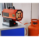Sealey LP69CCOMBO Space Warmer® Propane Heater 30,000-68,000Btu/hr (9-20kW) 230V with 20V 4Ah Kit