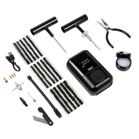 Sealey MAC24 Rechargeable Tyre Inflator & Temporary Puncture Repair Kit