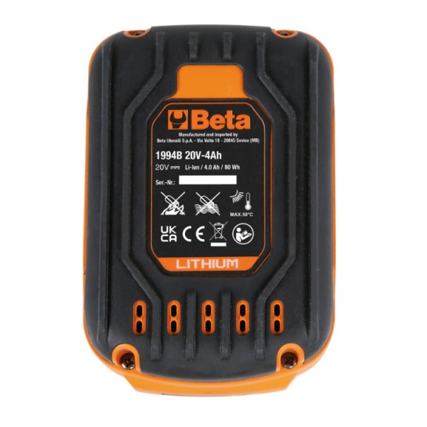 BETA 1994B 20V-4AH New 4Ah lithium ion battery for tools, 20V