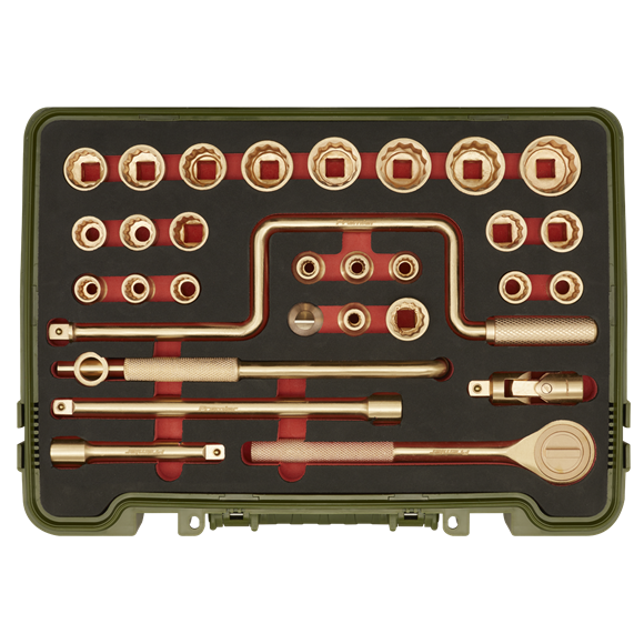 Sealey NS039 Non-Sparking Socket Set 1/2"Sq Drive 31pc