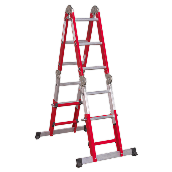 Sealey AFPL2 Aluminium 4-Way Multipurpose Adjustable-Height Ladder - EN 131