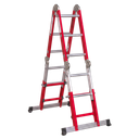Sealey AFPL2 Aluminium 4-Way Multipurpose Adjustable-Height Ladder - EN 131