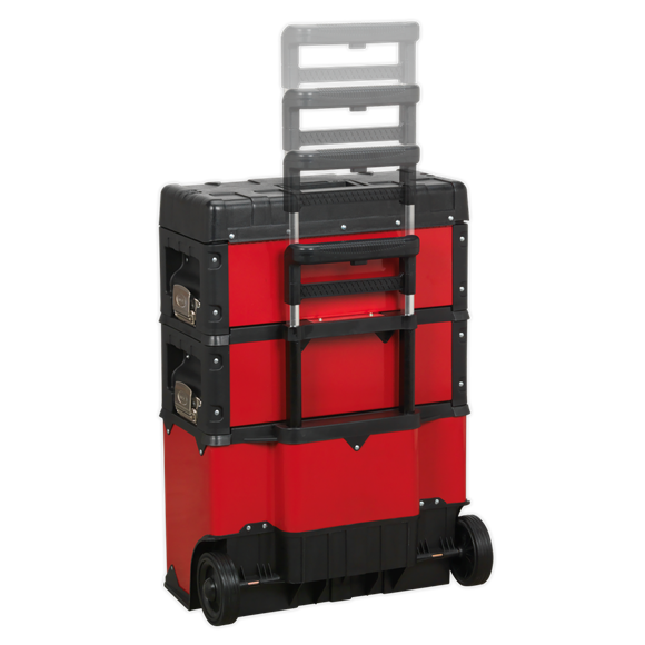 Sealey AP548 Mobile Steel / Composite Toolbox with 3 Compartments & heavy-duty wheels. Separates into three units