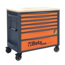 BETA Tools RSC24AXLP/7 Mobile roller cab with 7 drawers, with wood worktop and anti-tilt system, long model
