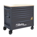 BETA Tools RSC24AXLP/7 Mobile roller cab with 7 drawers, with wood worktop and anti-tilt system, long model