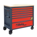 BETA Tools RSC24AXLP/7 Mobile roller cab with 7 drawers, with wood worktop and anti-tilt system, long model
