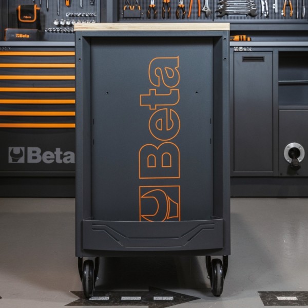 BETA Tools RSC24AXLP/7 Mobile roller cab with 7 drawers, with wood worktop and anti-tilt system, long model