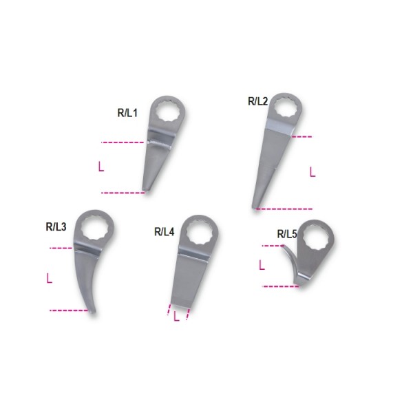 BETA Tools 1938R/L L1 - L5 Short Straight Blades 1938 windscreen removers