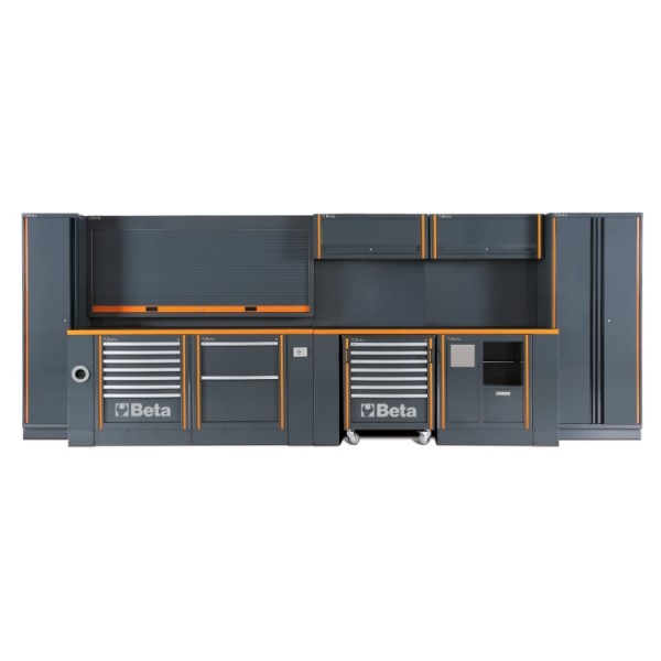 BETA Tools C55 Comprehensive workshop equipment combination RSC55 Cabinets, Workbench, Mobile Roller Cab,  Drawers, Tool Panels