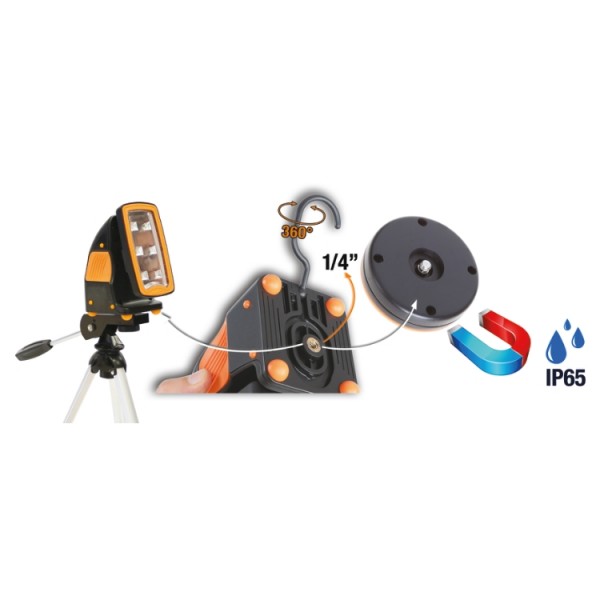 BETA Tools 1838FLASH Rechargeable, ultracompact spotlight, 720 lumens, battery & cable 85x100x155 mm
