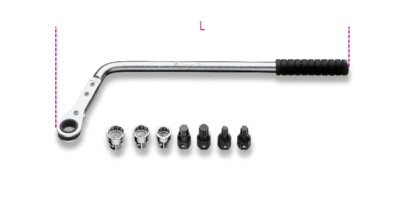 Beta Tools 1477K/7 Kit with bent reversible ratcheting wrench and bits