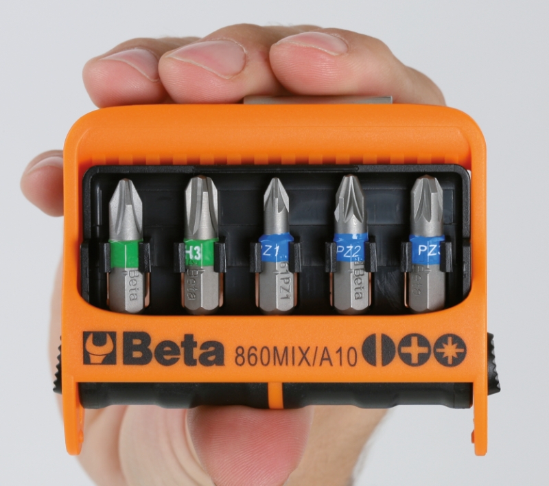 Beta Tools 860MIX/A10 Set of 10 bits with magnetic bit holder in plastic case