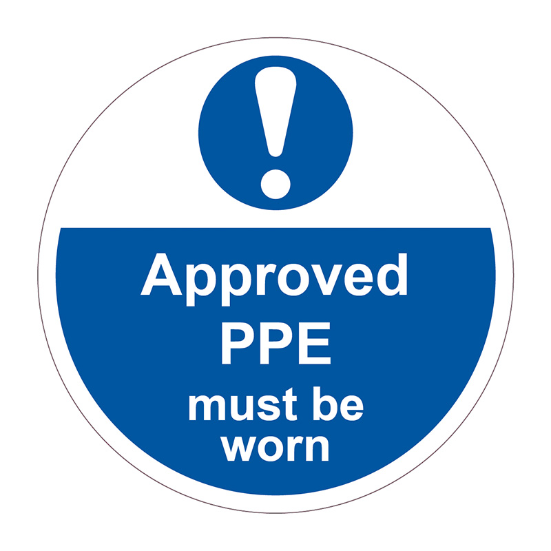 Approved PPE Must Be Worn - R9 Floor Graphic (400mm dia.)