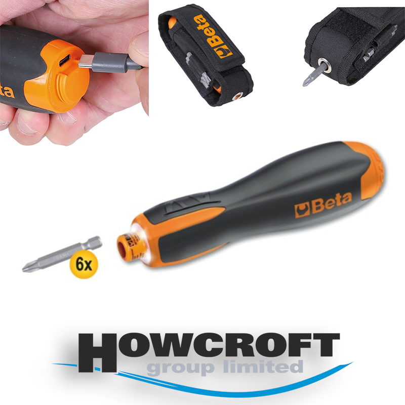 BETA Tools 1210E/GE Evox-E electric screwdriver 250rpm >12 Nm, 1/4" magnetic bit holder, USB-C, 6x LED