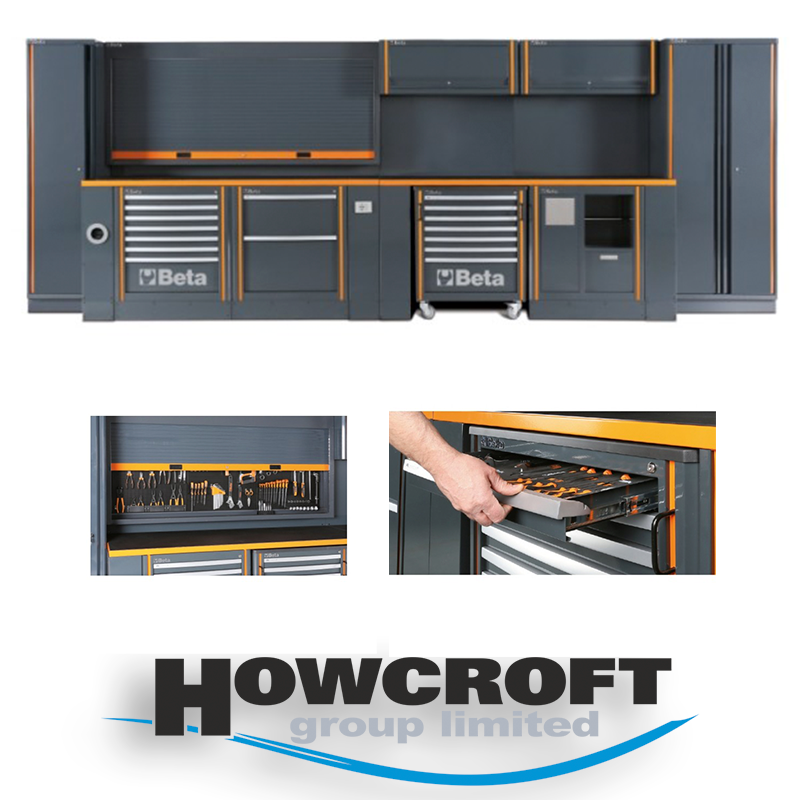 BETA Tools C55 Comprehensive workshop equipment combination RSC55 Cabinets, Workbench, Mobile Roller Cab,  Drawers, Tool Panels