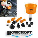 BETA Tools 1758RD Coolant funnel with quick couplings, 1600 ml capacity, with non-return valve, to avoid air bubble formation