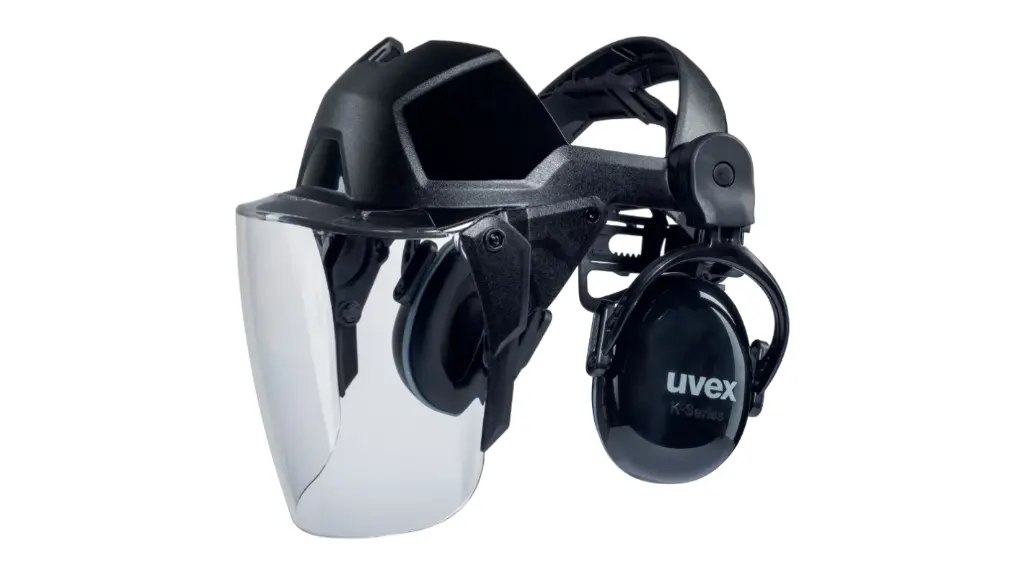 uvex 9790212 pheos faceguard with ear muffs black clear supravision excellence PPE Safety Face Guard