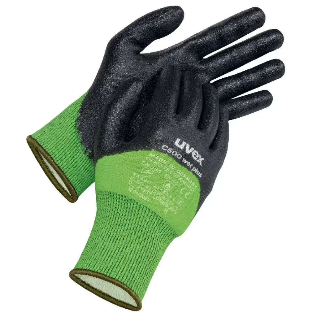 uvex C500 wet plus cut protection - cut level C protection 60492 60496 EN388 (4X42C) EN407 (X1XXXX) PPE Safety Gloves