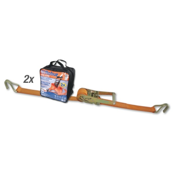 Beta Tools 8182 8,5/B2 Bag with set of 2 ratchet tie-downs 8182, 8.5 m high-tenacity polyester belt, single hooks. KIT OF 2 LASHING SYSTEMS
