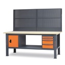 Beta Tools Workshop C58BC-W2,1 4CA/O+SVR Work bench, 2.1 m long, with wood top, 4 drawers and door module