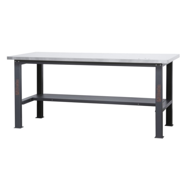 Beta Tools C58BC-X2,1 Simple workbench with worktop made from stainless steel coated MDF, 2.1 m long