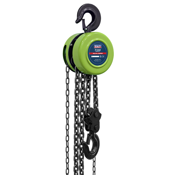 Sealey CB3000E 3m Chain Block 3 Tonne 3000kg Capacity / 2 Chain Falls