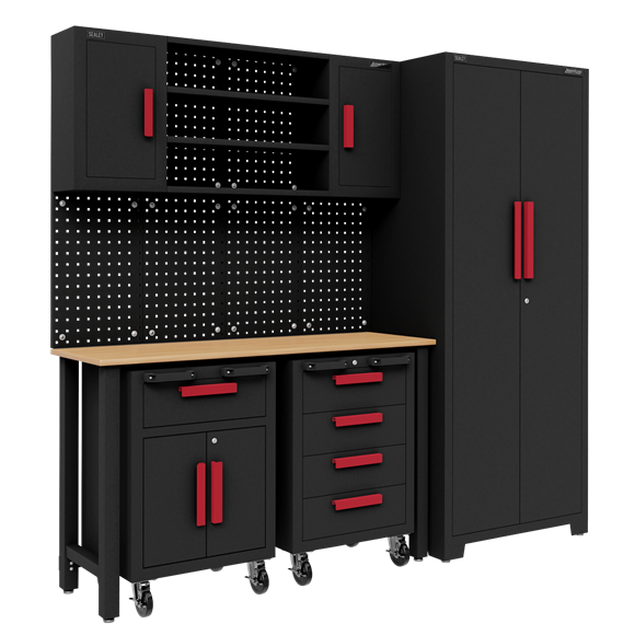 Sealey APMS12OP Complete Garage Custom Workshop Storage System with 2 Mobile Trolleys