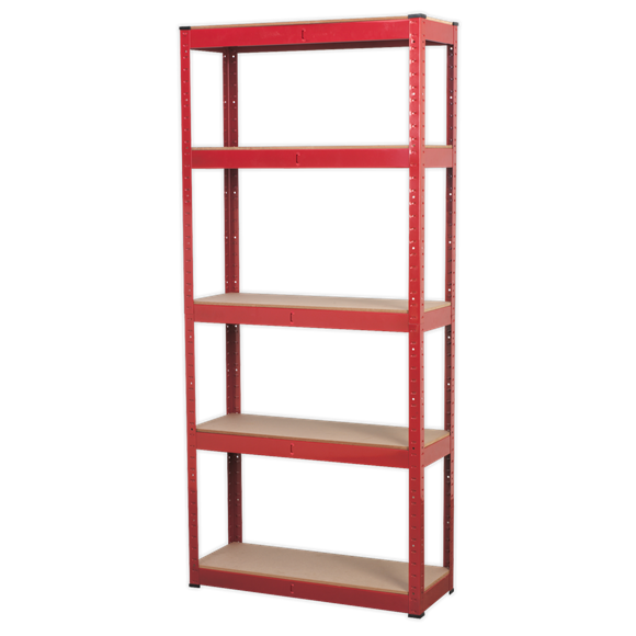 Sealey AP6150 Red Workshop Garage Industrial Racking Unit with 5 Shelves 150kg Capacity Per Level, max capacity of 750kg