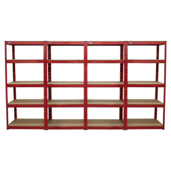 Sealey AP6150COMBO Industrial Storage Workshop Racking Unit with 5 Shelves 150kg Capacity Per Level - Set of 4