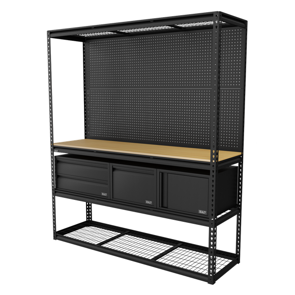 Sealey APMWBCOMBO1 Heavy-Duty Modular Workbench & Racking Kit - 300kg Capacity Per Level
