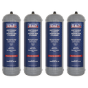 Sealey CO21KGD4 Disposable Carbon Dioxide Gas Cylinder 1.3kg - Pack of 4 - Portable, lightweight cylinder for mobile welder.